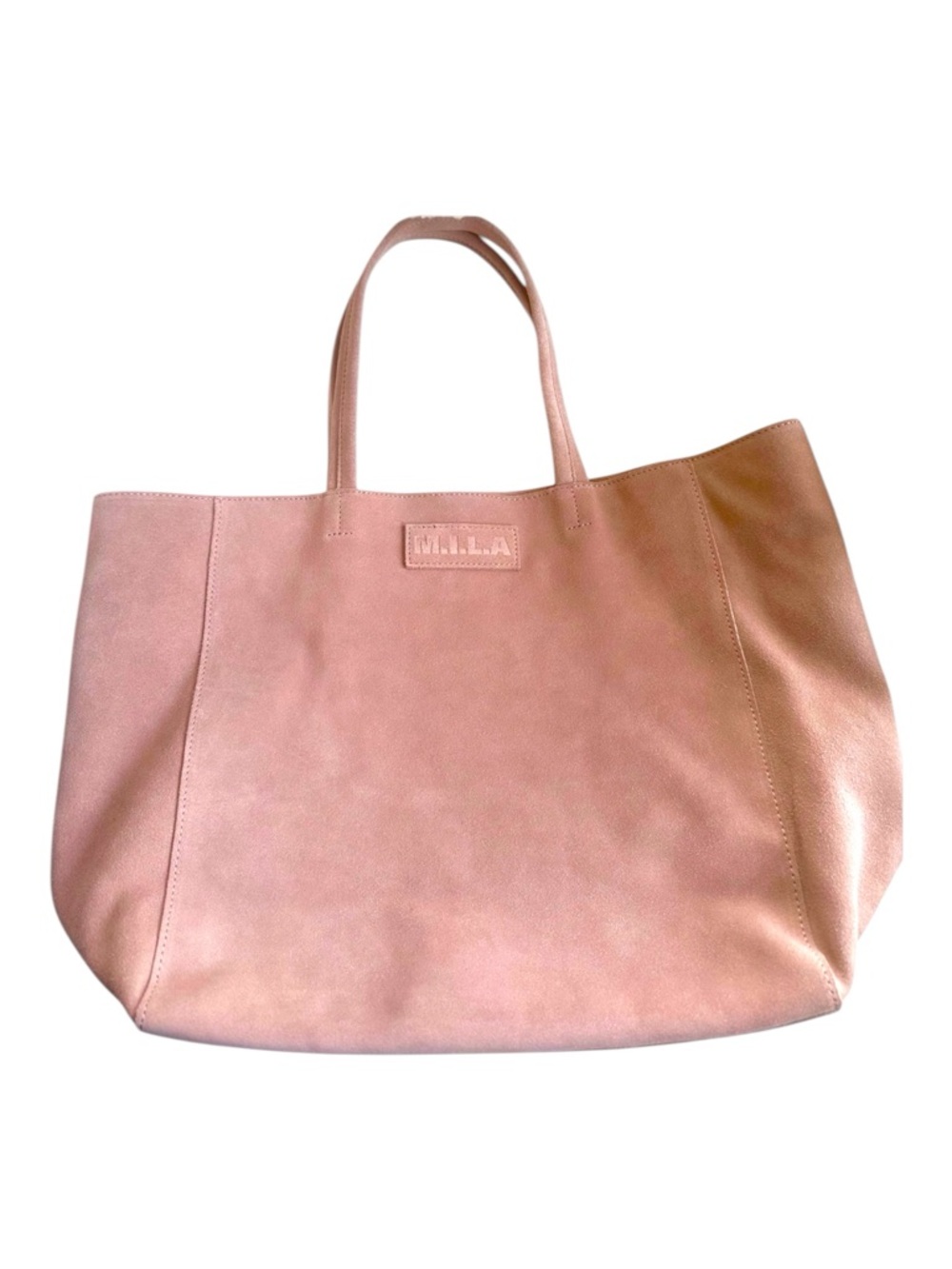M.I.L.A Blush Pink Suede Tote Bag Large Minimalist Luxury Everyday Work Travel - Picture 6 of 16